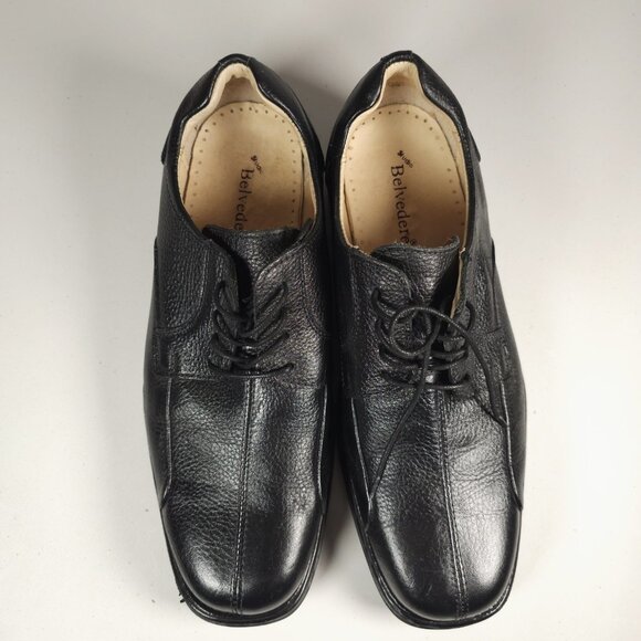 STUDIO BELVEDERE Black Bay Bridge Lace Up Pebbled Leather Shoes Brazil 10 EEE